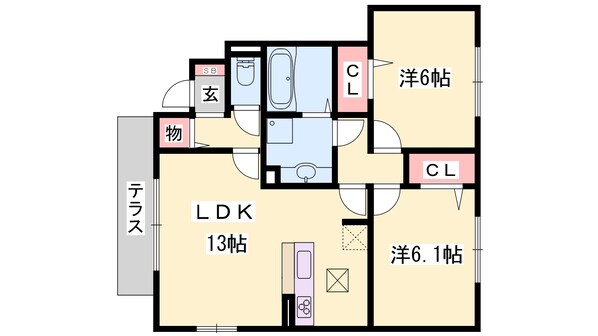 神野駅 徒歩3分 1階の物件間取画像